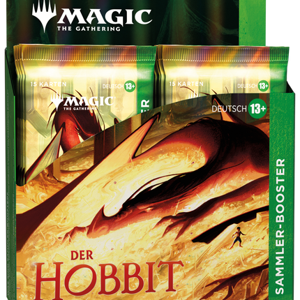 Magic: The Gathering – Der Hobbit Sammler-Booster-Display mit deutschen Boostern und Smaug-Motiv.